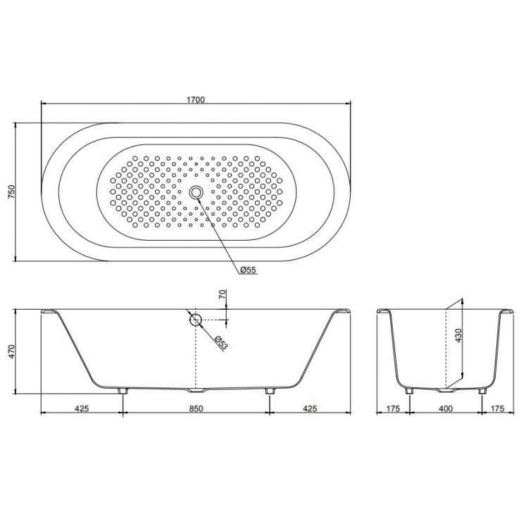 Bồn Tắm TOTO FFBYN1710CPE Xây Gang Tráng Men 1.7M