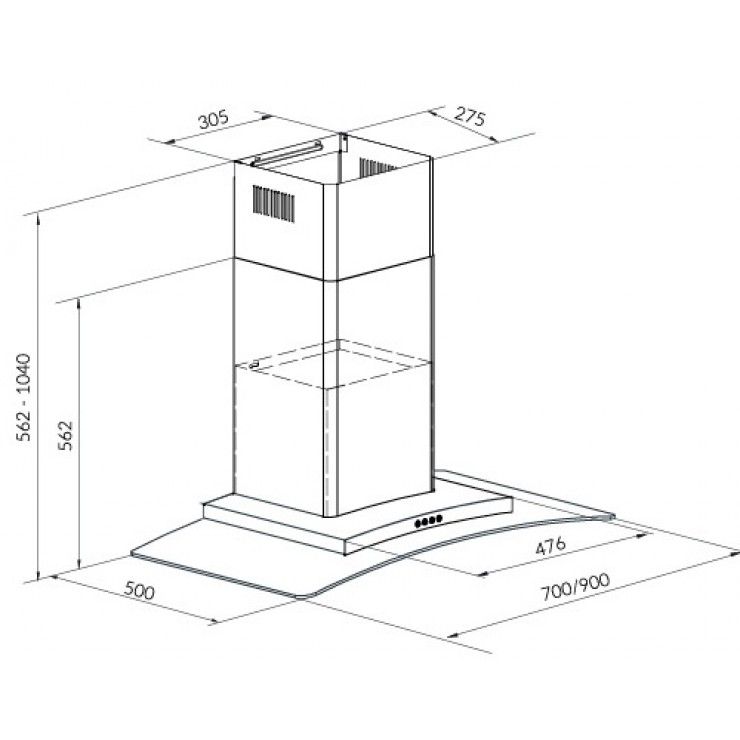 Máy Hút Khói Khử Mùi Eurosun EH-70AF81 Gắn Tường