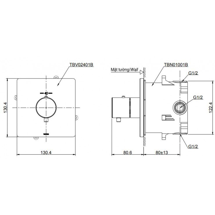 Van Điều Chỉnh Nhiệt Độ TOTO TBV02401B/TBN01001B