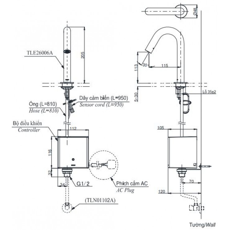 Vòi Lavabo Cảm Ứng TOTO TLE26006A Tự Động