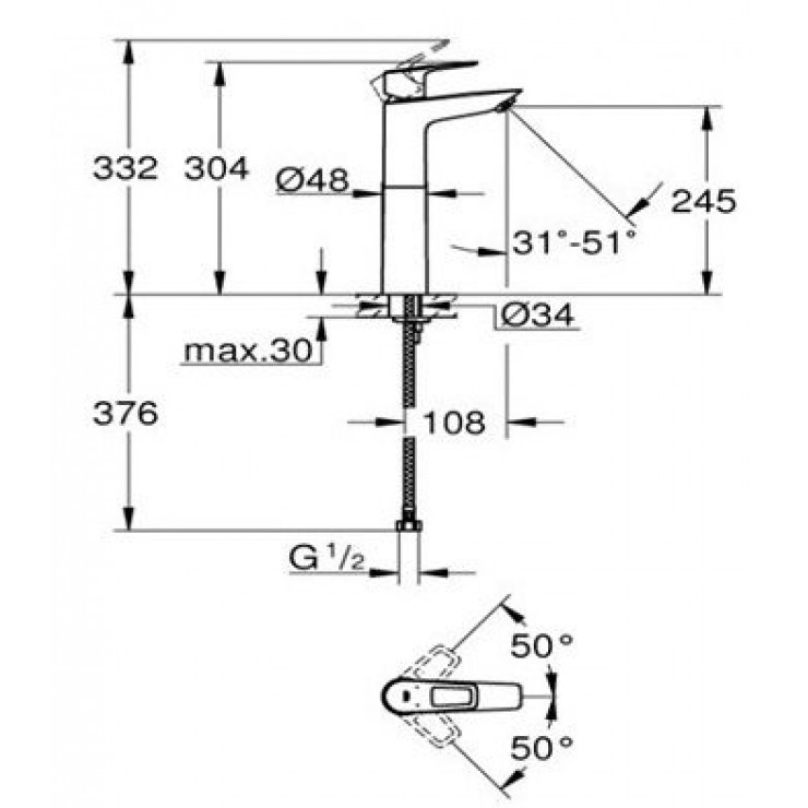 Vòi Chậu Grohe BauLoop XL-Size 32856001 Nóng Lạnh