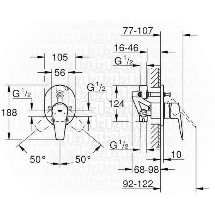 Van Trộn Grohe 29039001 BauEdge OHM Nóng Lạnh Âm Tường