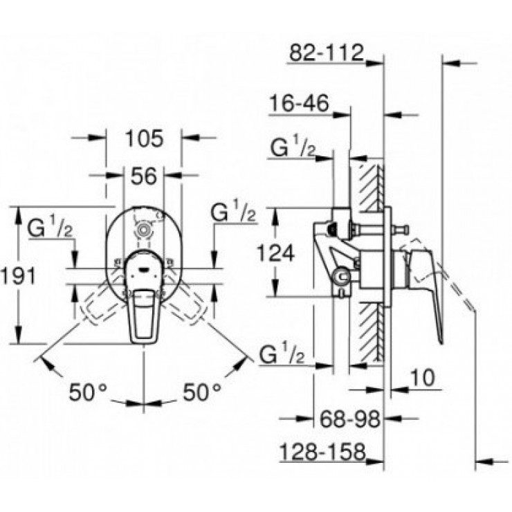 Van Trộn Grohe 29041001 BauLoop OHM Nóng Lạnh Âm Tường