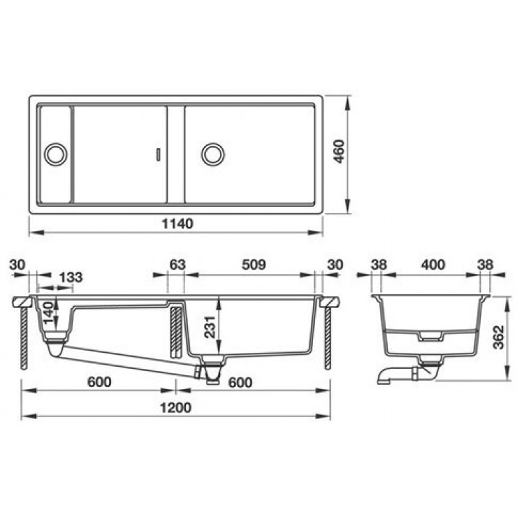 Bồn Rửa Chén Hafele HS19-GKD2S120 570.35.340 Đá Hai Hộc Màu Đen