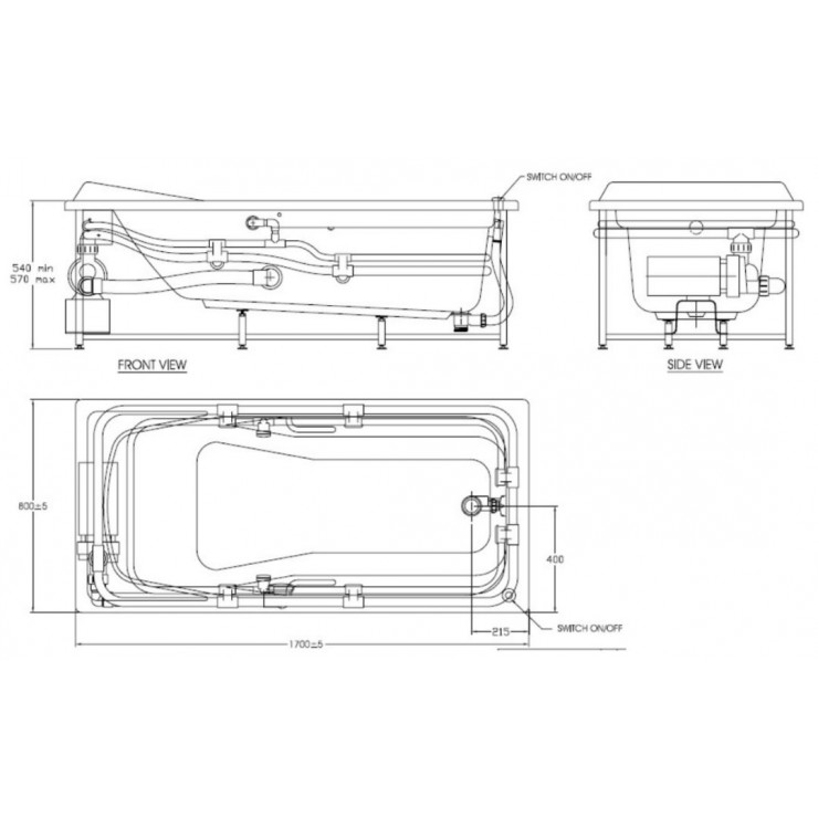 Bồn Tắm Massage American Standard 7220100-WT Tonca Xây 1.7M