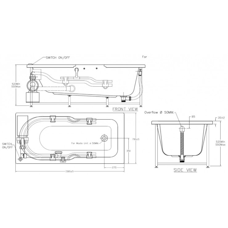 Bồn Tắm Massage American Standard 7240100-WT Studio Xây 1.5M