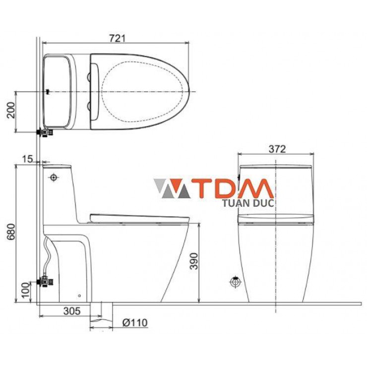 Bồn Cầu INAX ACT-902VN (ACT902VN) 1 Khối Dòng S200 Xả Tự Động