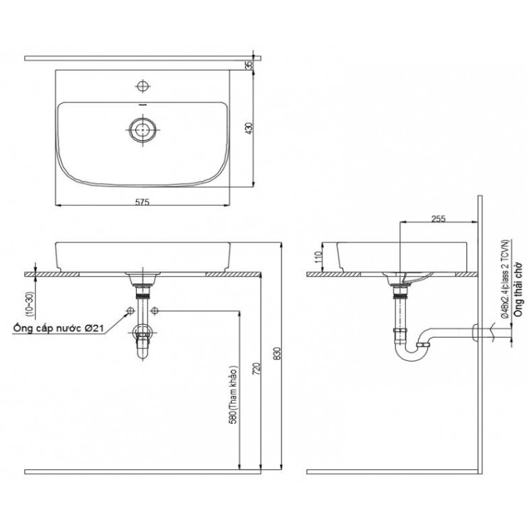 Chậu Rửa Lavabo Inax AL-632V Đặt Bàn AquaCeramic