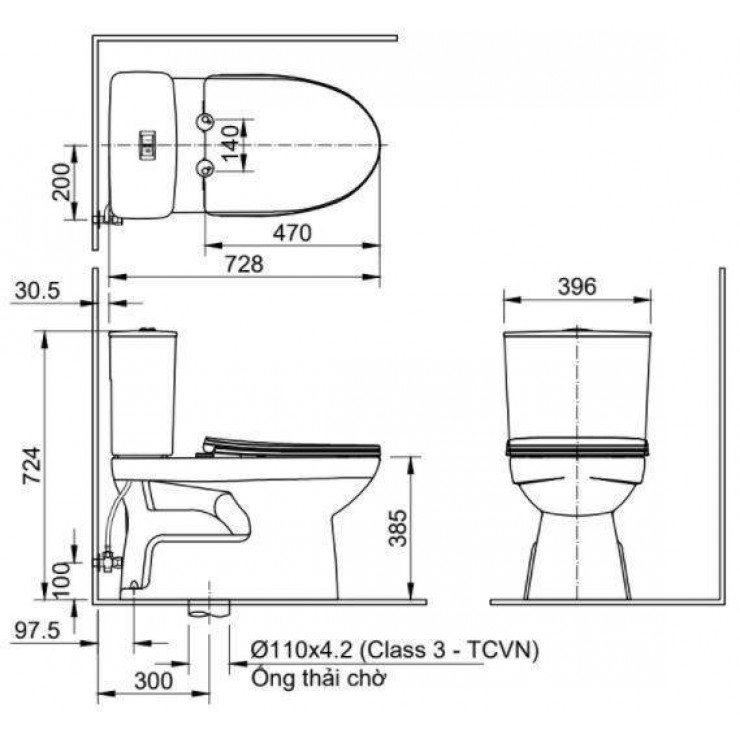 Bồn Cầu Nắp Điện Tử INAX C-514A/CW-H18VN