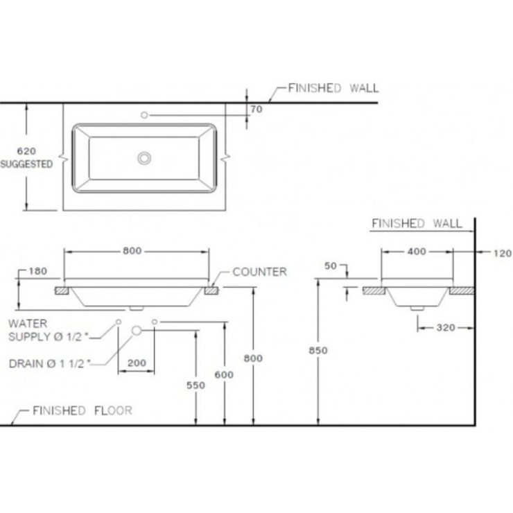 Chậu Lavabo COTTO C001027 Simply Modish Đặt Bàn