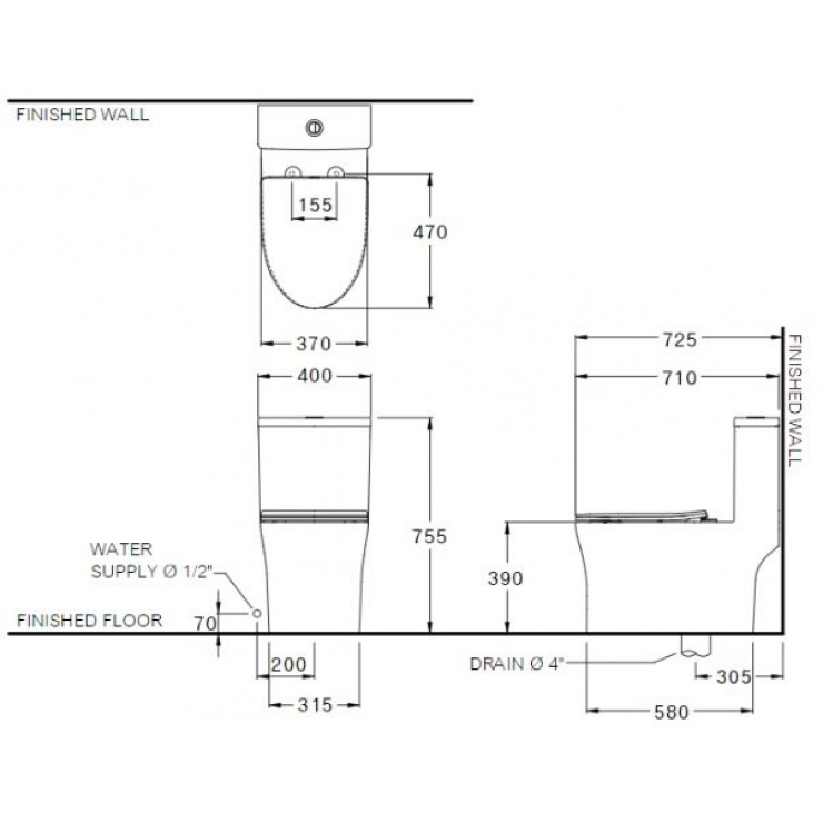 Bồn Cầu Cotto C105607 Một Khối Xả Nhấn