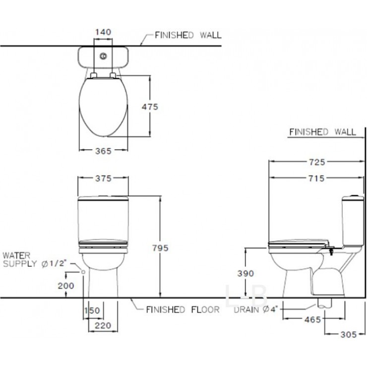 Bồn Cầu COTTO C13450 Hai Khối Xả Nhấn