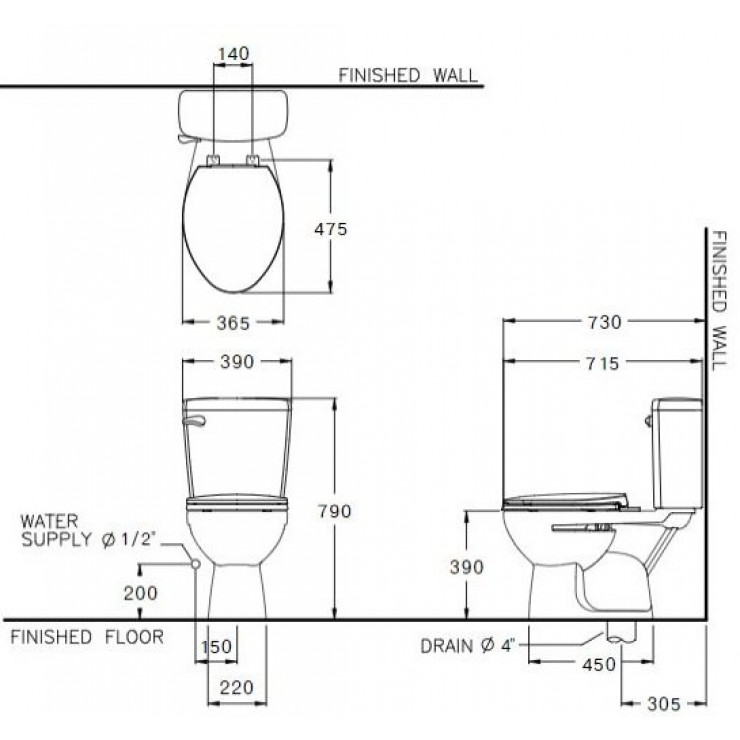 Bồn Cầu COTTO C13444 Hai Khối Xả Gạt Boom