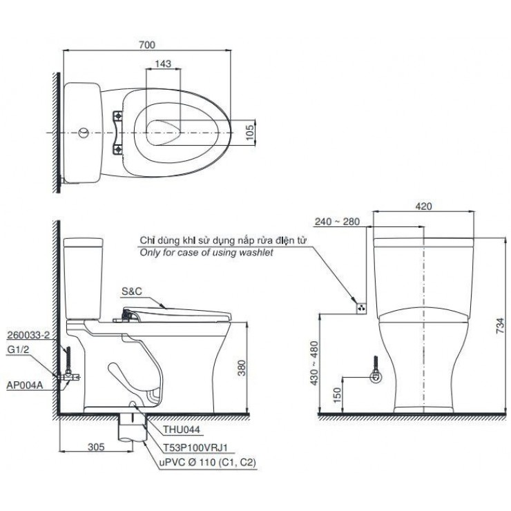 Bồn Cầu Điện Tử TOTO CS735DW11 Nắp Rửa Washlet