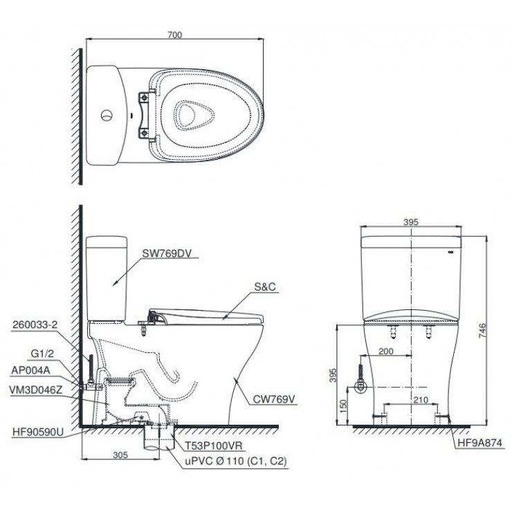 Bồn Cầu Điện Tử TOTO CS769CDW15 Nắp Rửa Washlet