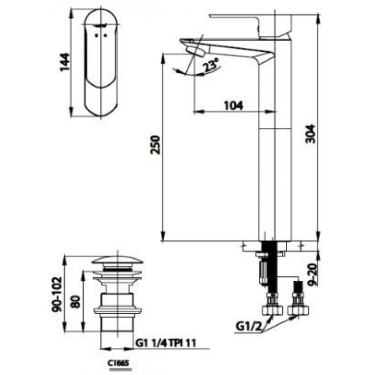 Vòi Lavabo COTTO CT2402AY WALTZ Thân Cao Nóng Lạnh