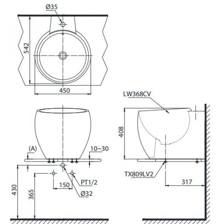 Chậu Lavabo TOTO LT368C Đặt Bàn