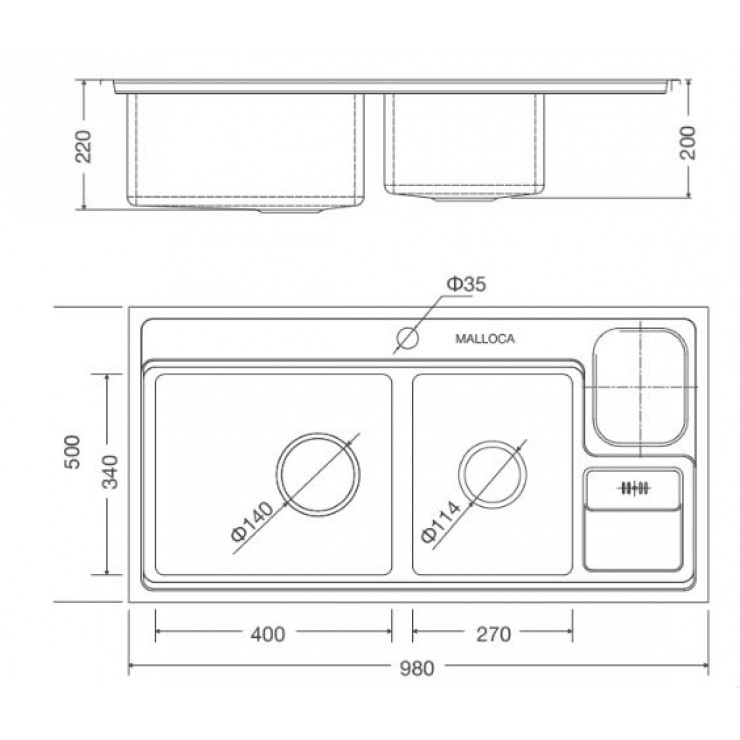 Chậu Rửa Chén Malloca MS 8804  N Inox 304