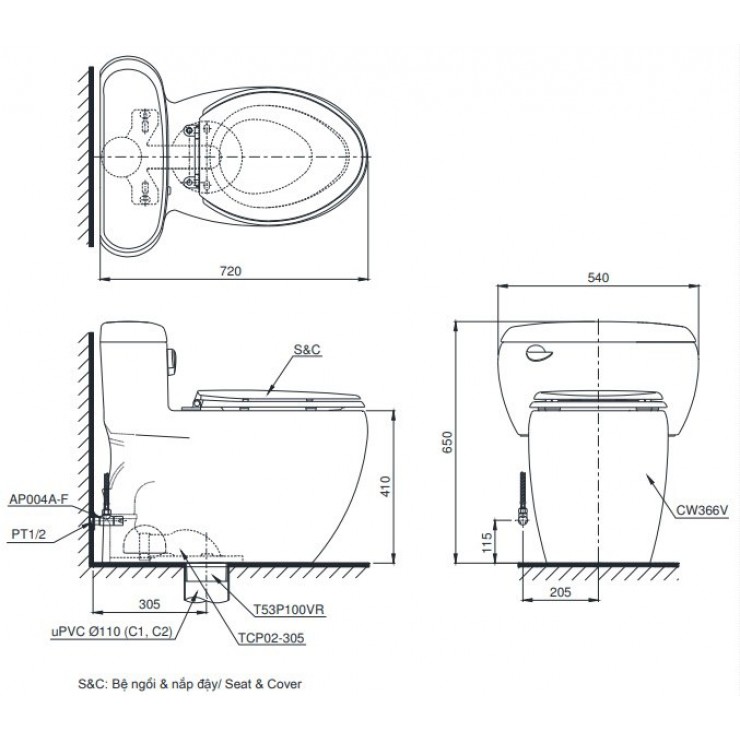 Bồn Cầu Điện Tử TOTO MS366W14 Washlet