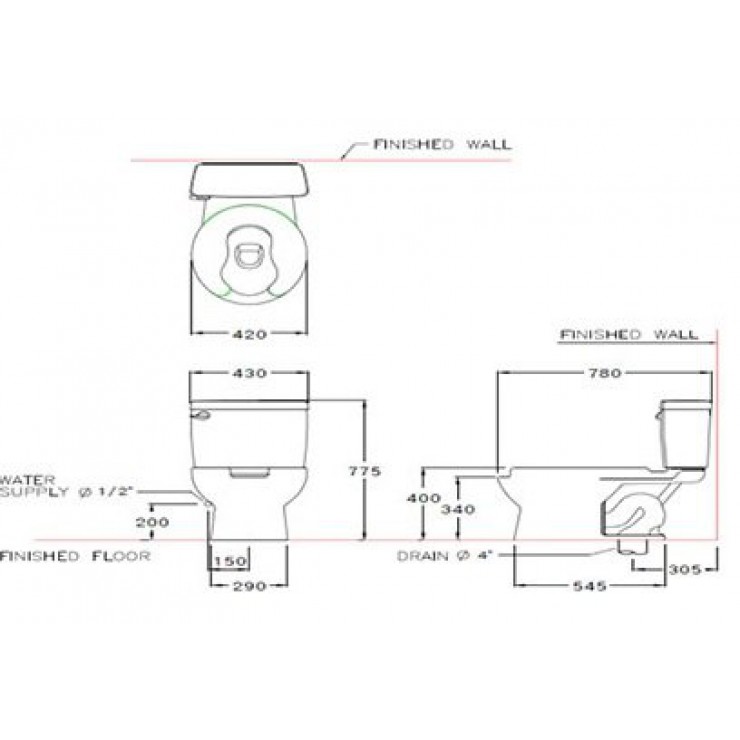 Bồn Cầu COTTO SC6657/C9251 Hai Khối Cho Người Khuyết Tật