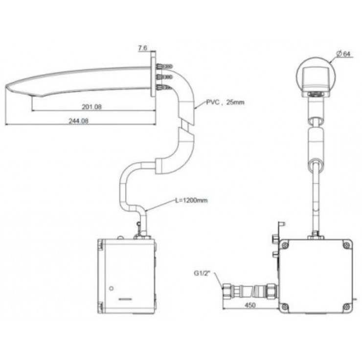 Vòi Lavabo American Standard WF-8508.DC Cảm Ứng Pin Gắn Tường