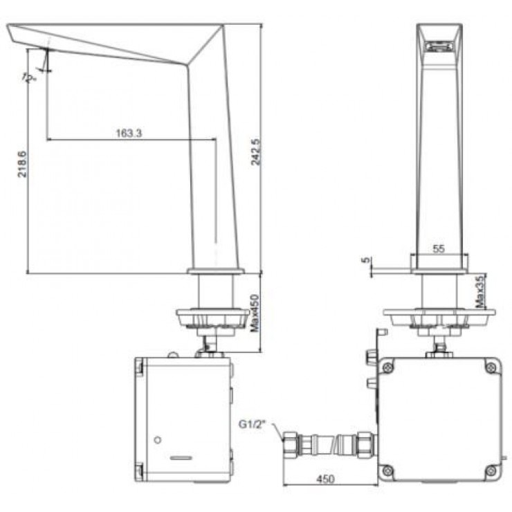 Vòi Lavabo American Standard WF-8510.DC Cảm Ứng Pin Cổ Cao