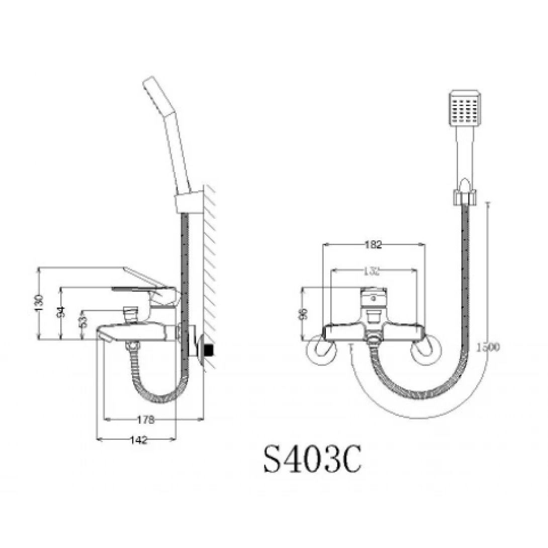 Vòi hoa sen Caesar S403C nóng lạnh tắm đứng tay sen vuông