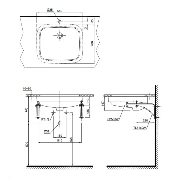 Chậu Lavabo TOTO LT765 Âm Bàn Chậu Rửa Lavabo