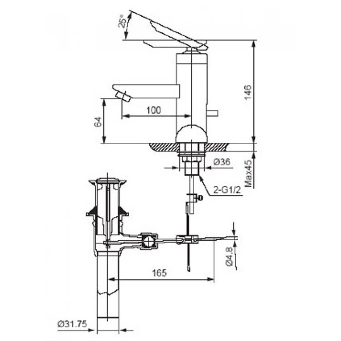 Vòi Lavabo Inax LFV-4001S (LFV4001S) Nóng Lạnh Chậu 3 Lỗ Vòi Lavabo