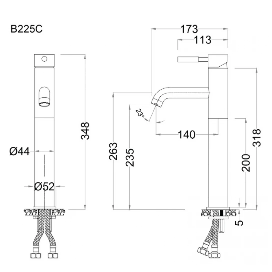 Vòi Lavabo Caesar B225CU (B225C) Nóng Lạnh Cổ Cao Vòi Lavabo