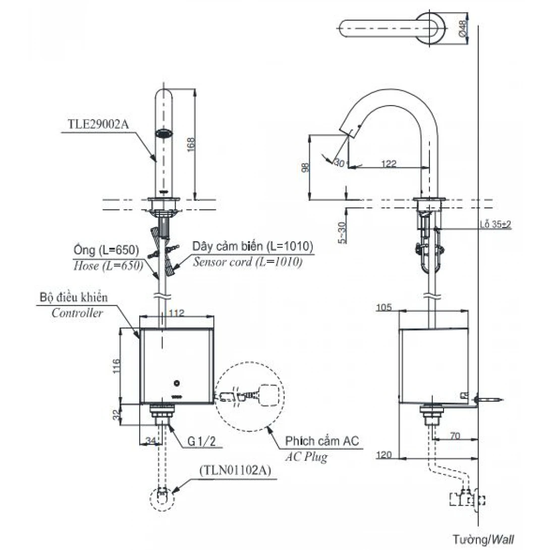 Vòi Lavabo Cảm Ứng TOTO TLE29002V Tự Động Vòi Rửa Cảm Ứng