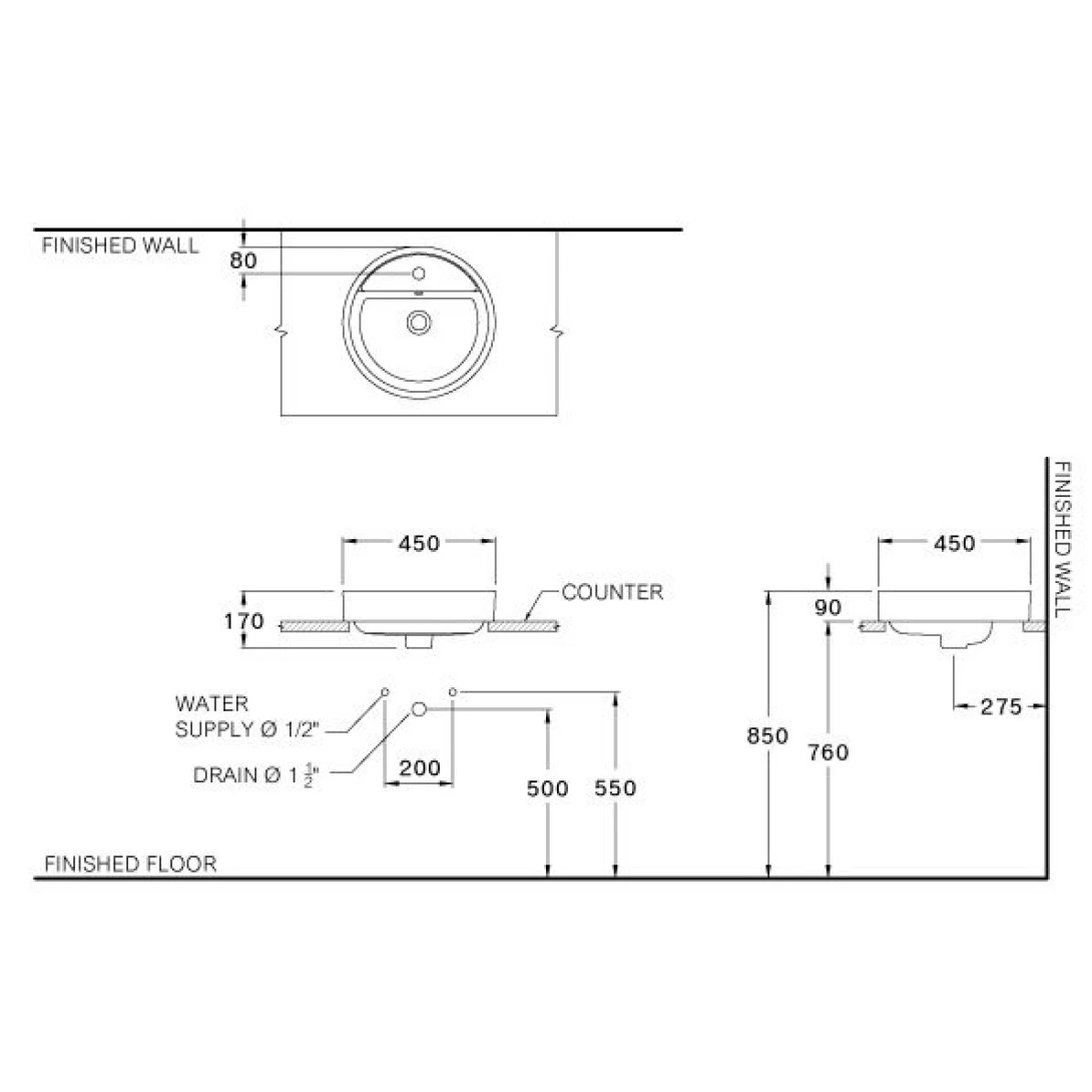 Chậu Lavabo COTTO C00380MBK Đặt Bàn GEO ROUND Màu đen