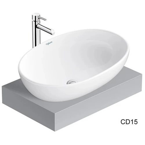 Chậu rửa mặt lavabo Viglacera CD15 đặt bàn đá oval