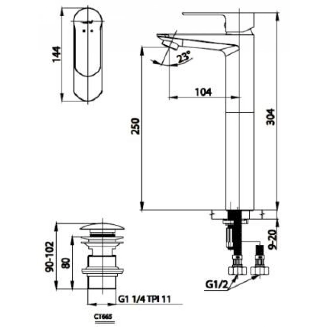 Vòi Lavabo COTTO CT2402AYF WALTZ Thân Cao Nóng Lạnh 