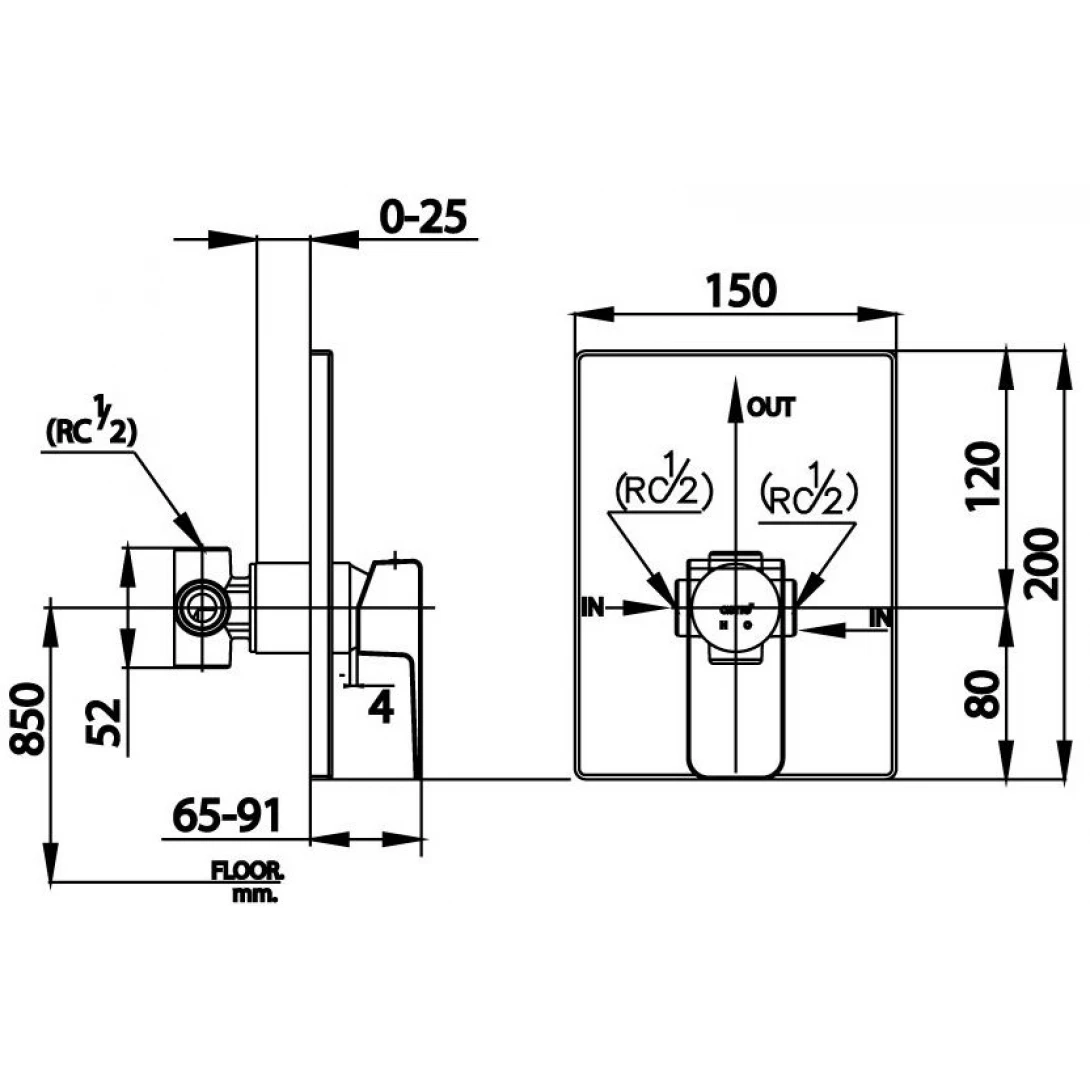 Van Điều Chỉnh Nóng Lạnh Cotto CT2193A Âm Tường Vòi Sen Tắm Âm Tường