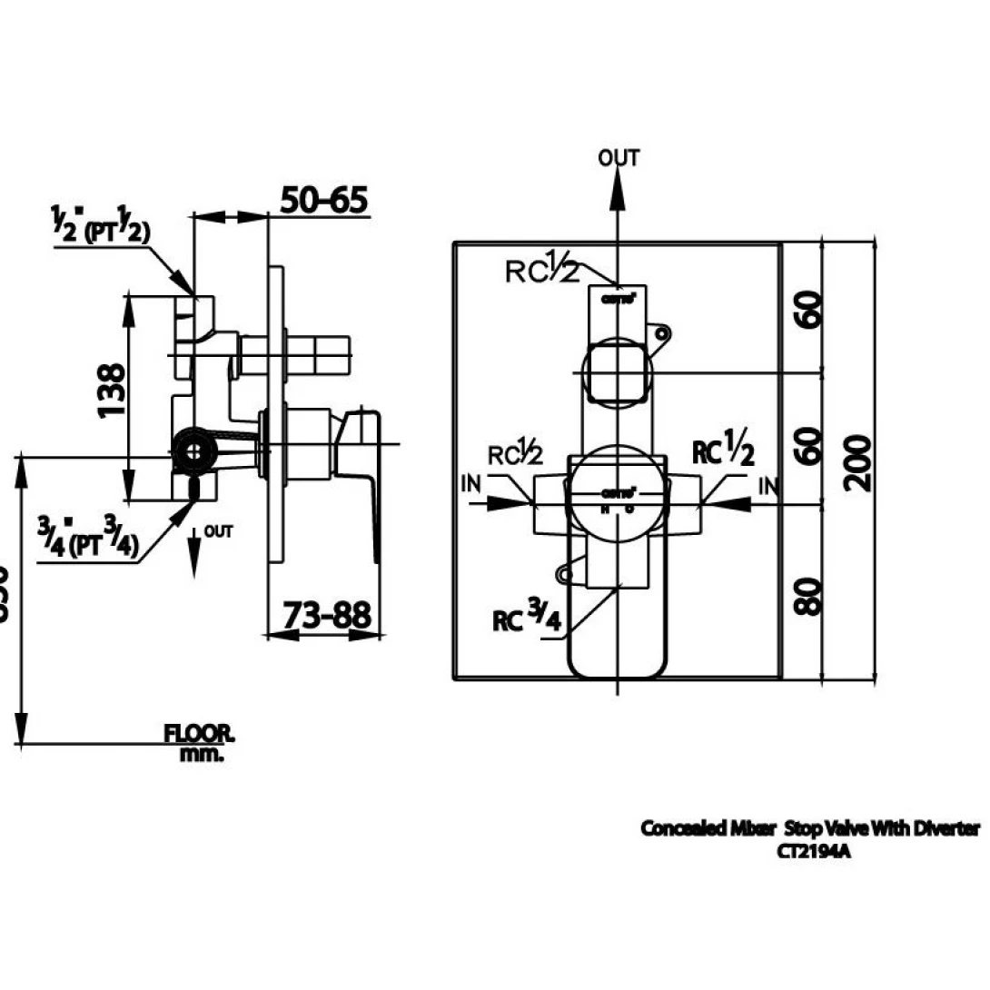 Van Điều Chỉnh Nóng Lạnh Cotto CT2194A Âm Tường Vòi Sen Tắm Âm Tường