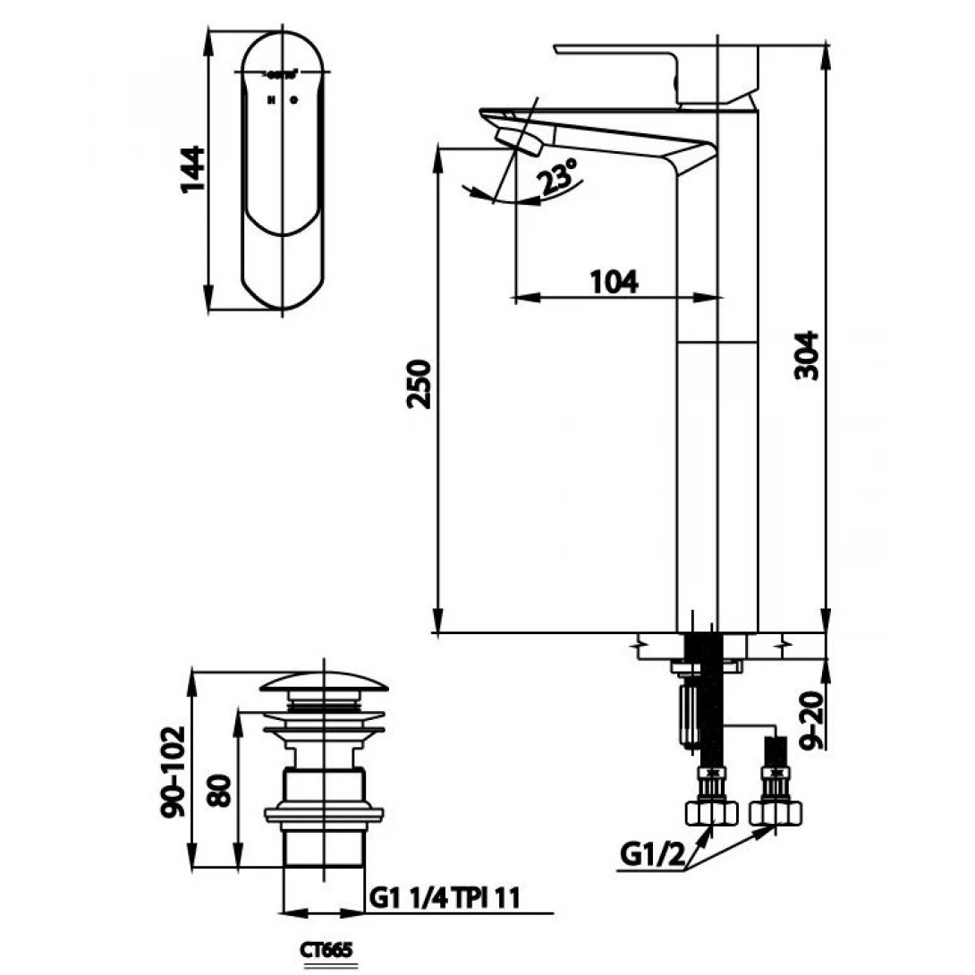 Vòi Lavabo COTTO CT2402AY WALTZ Thân Cao Nóng Lạnh 