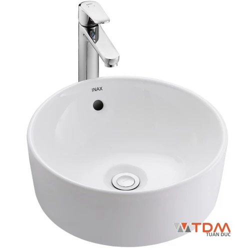 Chậu rửa mặt lavabo Inax L-295V (L295V) đặt trên bàn đá tròn 380 x 380