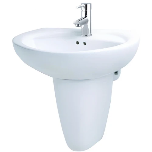 Chậu rửa mặt lavabo Caesar L2220/P2443 treo tường chân ngắn - Tuấn Đức