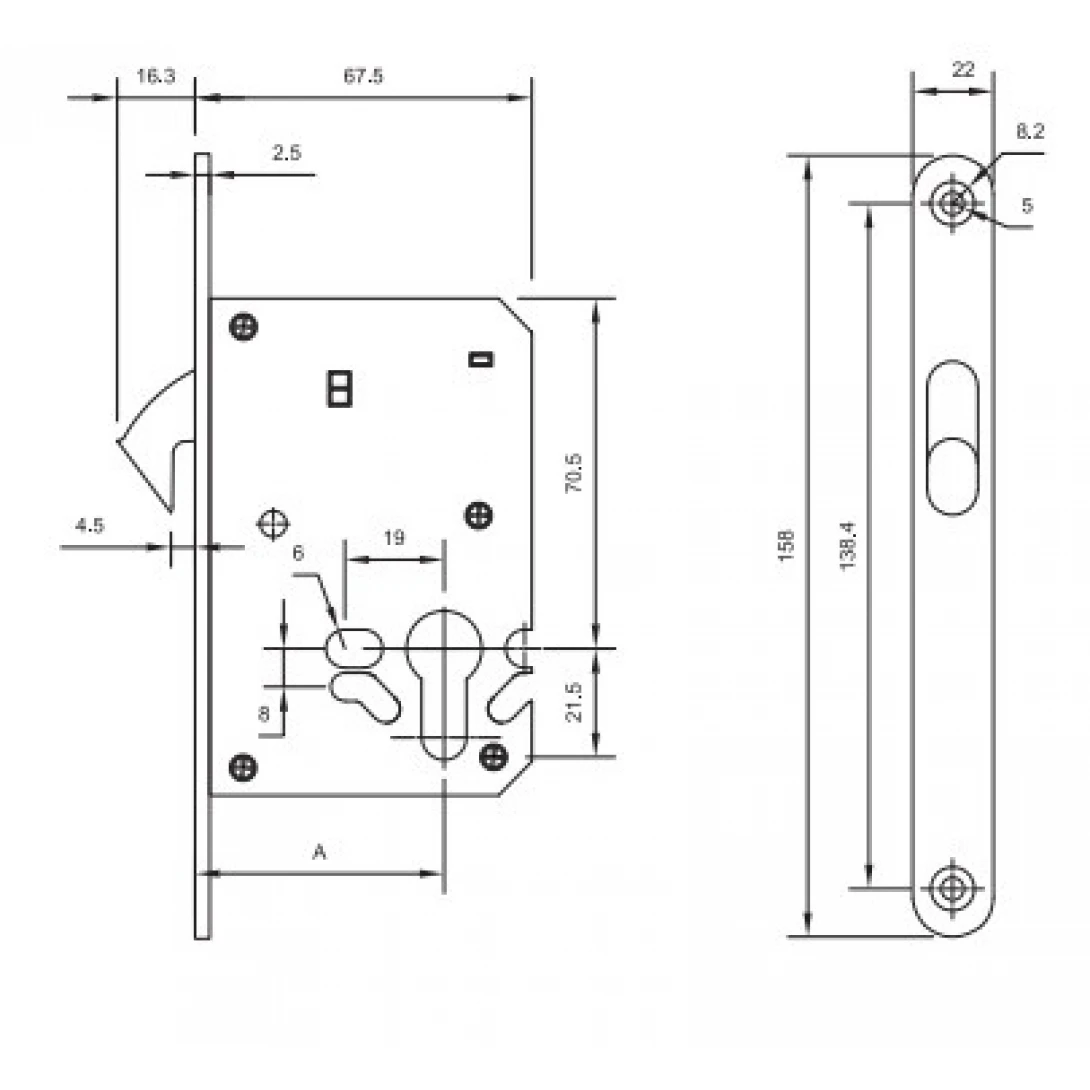 Thân Khóa Cửa Trượt Yale YDL-010US19 Màu Đen Mờ - Tuấn Đức