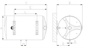 Bản vẽ kích thước bình nước nóng AQUASTORE E100 lít gián tiếp