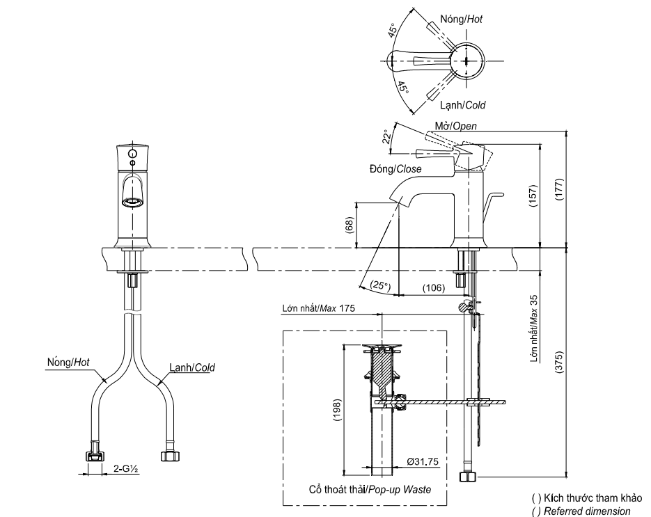 Bản vẽ kỹ thuật vòi lavabo TOTO TLS02301V-thấp