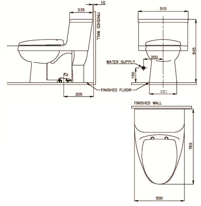 Bản vẽ kỹ thuật bồn cầu Nahm SVN21706101N01