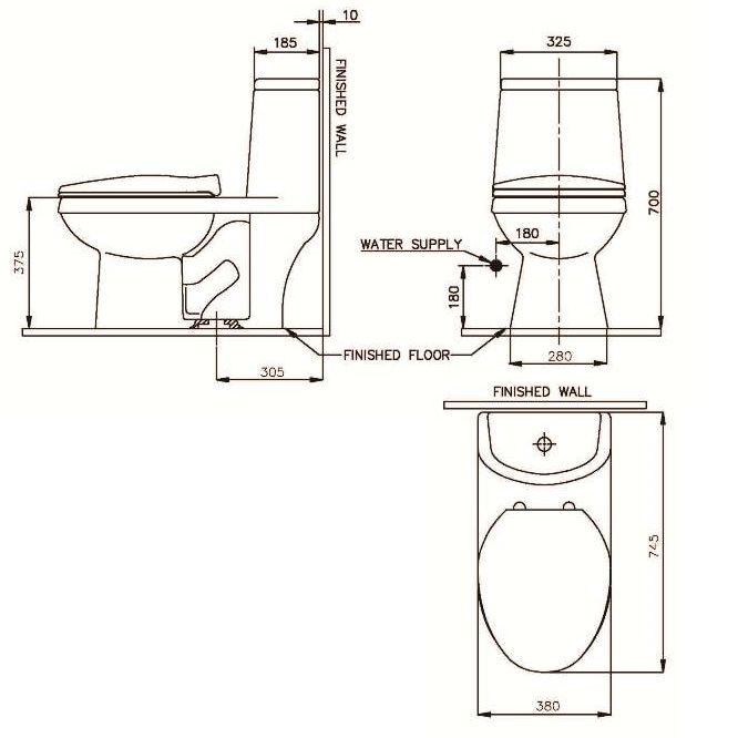 Bản vẽ kỹ thuật bồn cầu Nahm SVN25006101N01