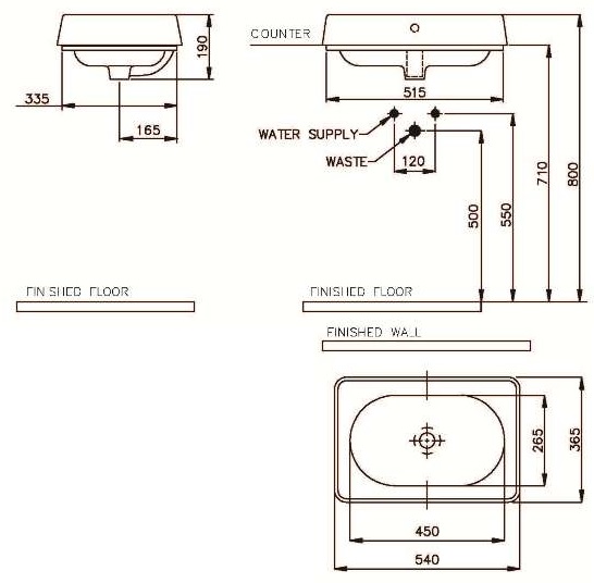 Bản vẽ lavabo Nahm SVW27004300N01 đặt bàn