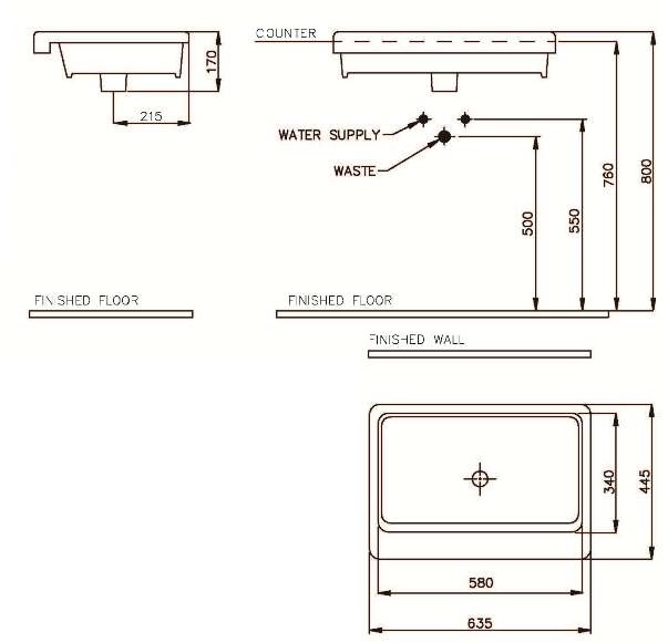 Bản vẽ lavabo Nahm SVW2860650AN01 đặt bàn