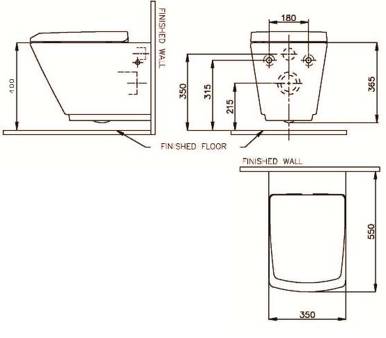 Bản vẽ kỹ thuật bồn cầu Nahm SVC2830HV00N01 treo tường