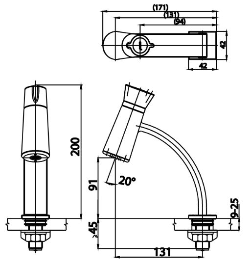 Bản vẽ kỹ thuật vòi rửa tay CT1139A(LED) Cotto