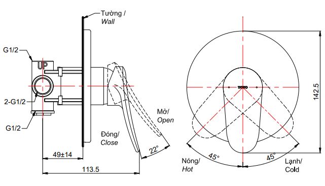 Bản vẽ kỹ thuật van điều chỉnh TBS04303B TOTO