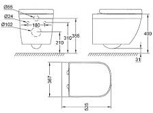 Bản vẽ bàn cầu Eurosmart Grohe 39205000 treo tường